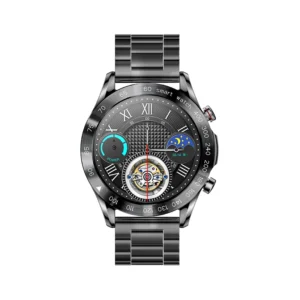 D5S Local Gaming Smartwatch features an AI voice assistant and comes with a 22mm stainless steel band, designed for men.